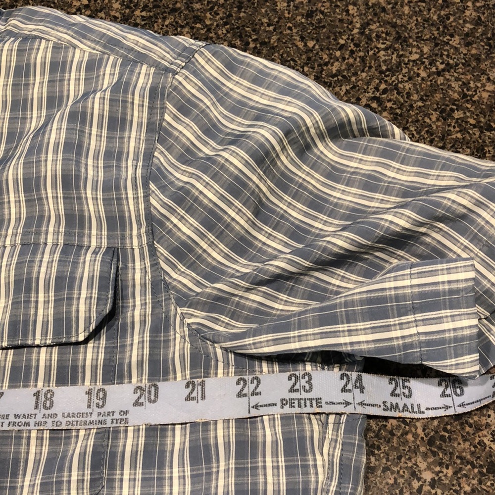 Eddie Bauer blue plaid button up shirt - Picture 7 of 8